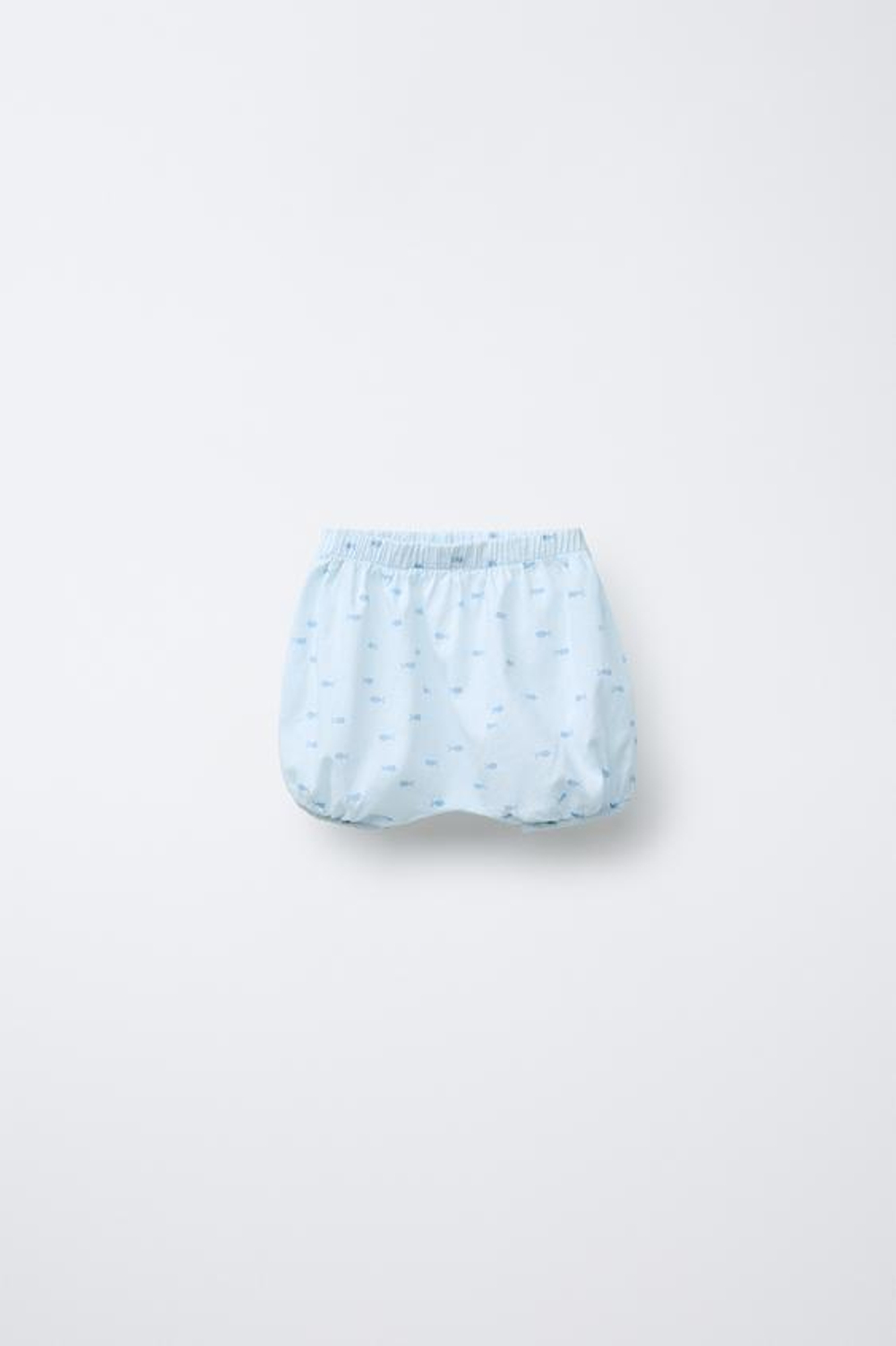 ZARA ШОРТЫ-БЛУМЕРЫ С ПРИНТОМ «РЫБЫ», ГОЛУБОЙ