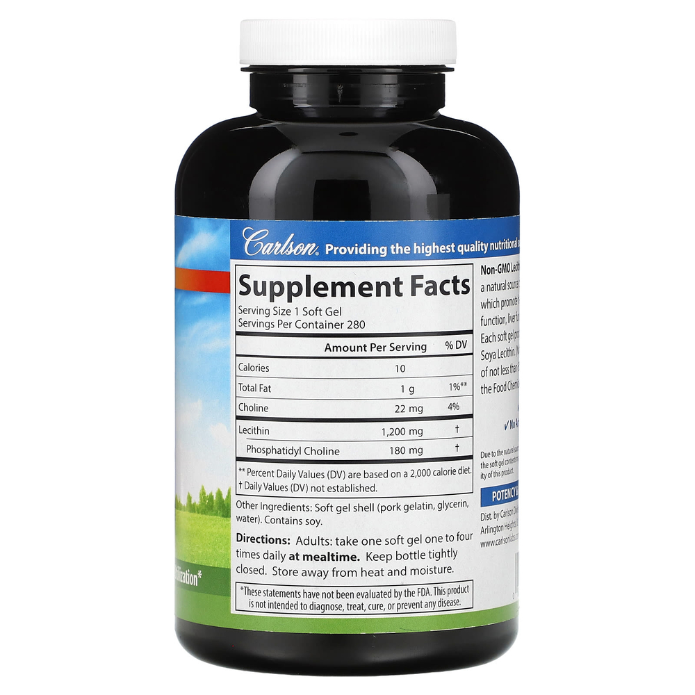 Carlson, Лецитин, 1200 мг, 280 мягких таблеток