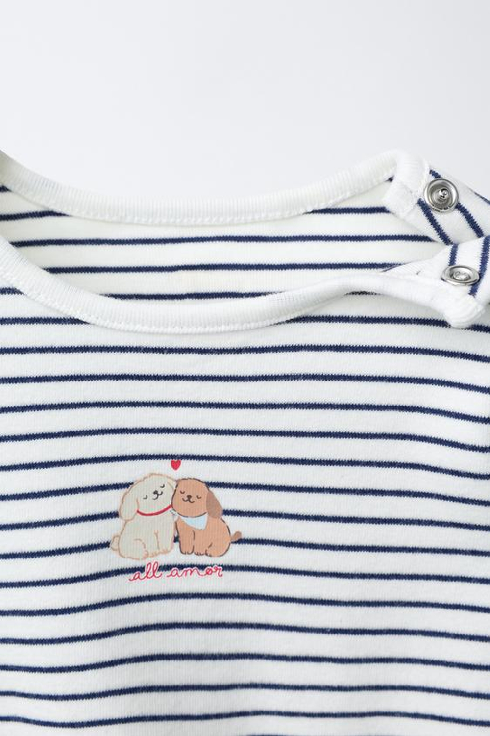 ZARA КОМПЛЕКТ ИЗ БОДИ И ЛЕГИНСОВ В ПОЛОСКУ С ПРИНТОМ «ЩЕНКИ», СИНИЙ