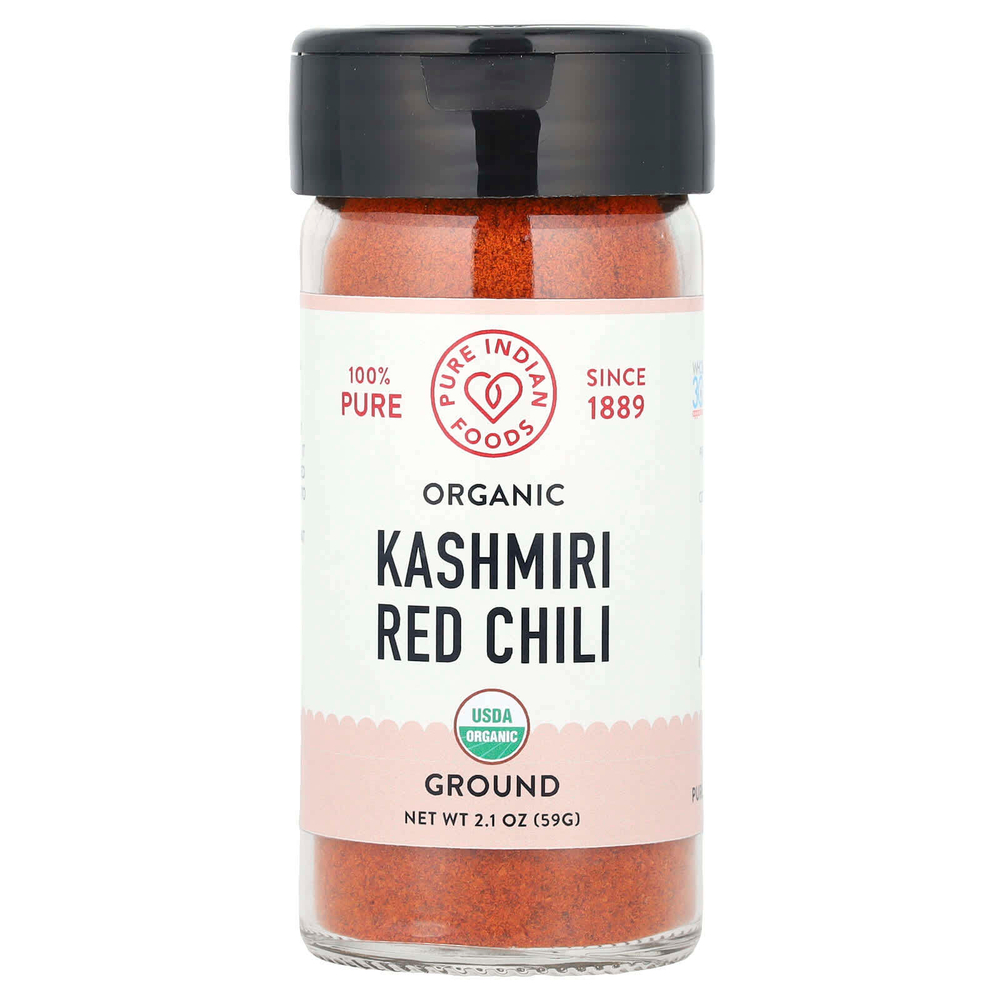 Pure Indian Foods, органический кашмирский красный чили, молотый, 59 г (2,1 унции)