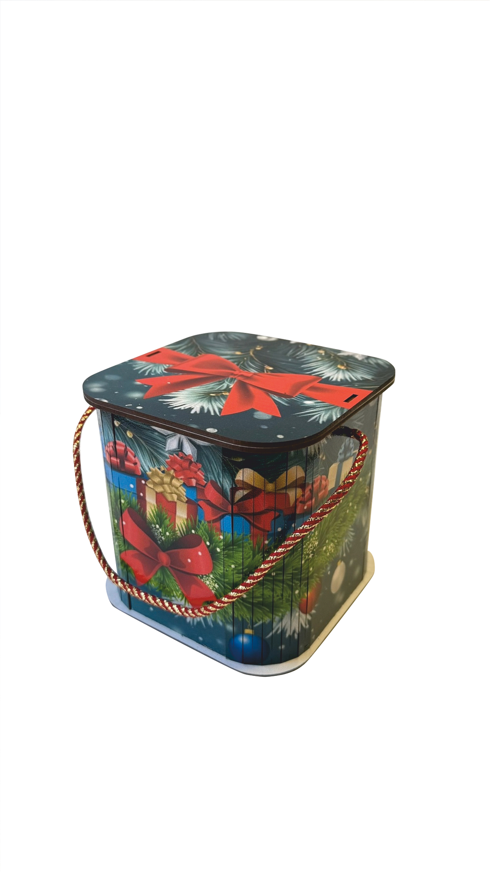 Деревянная Новогодняя упаковка,Кубышка Хвоя