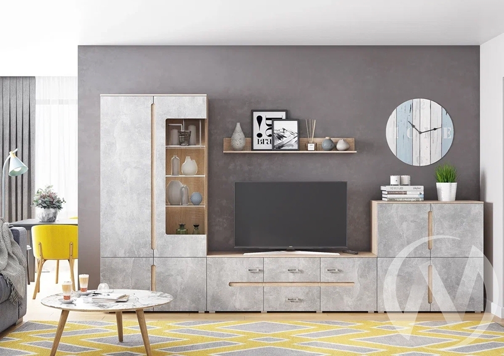 Гостиная Ким (сонома/бетон темный) Вариант №1