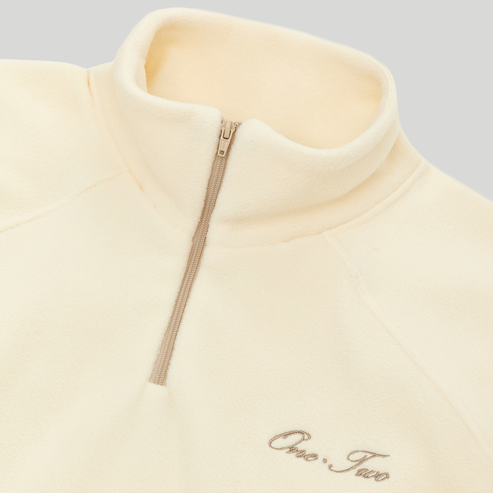 Drawstring Half-Zipped Sweatshirt Cream