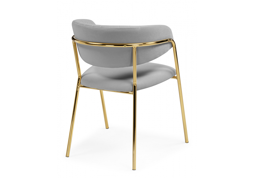Стул на металлокаркасе Woodville Kamelia велюр светло-серый, золотой