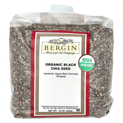 Bergin Fruit and Nut Company, органические черные семена чиа, 454 г (16 унций)