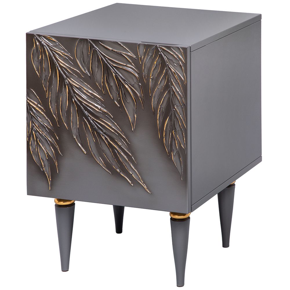 Тумба прикроватная Тропик Классика Серый Голд левая