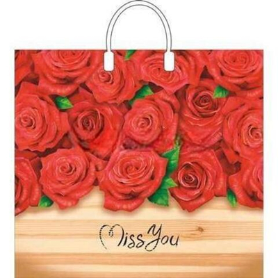 Пакет с пластиковой ручкой ПВД 37х34 (80 мкм) "Флер" (10/100 шт.) Интерпак