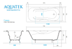 Ванна чугунная эмалированная AQUATEK AQ8070FH-00 ГАММА 1700x750 мм в комплекте с 4-мя ножками без ручек