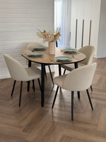 Круглый раздвижной стол "Дуб Галифакс" и 4 стула Элион