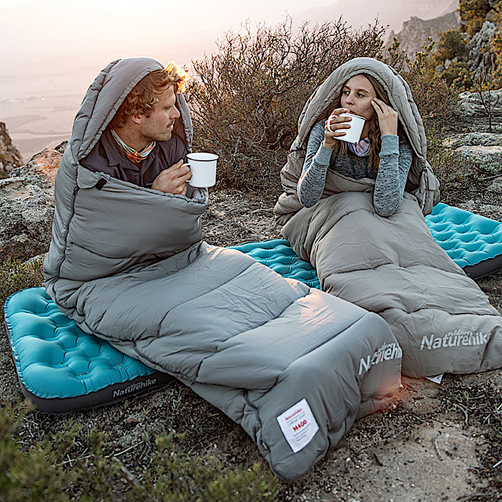 Спальный мешок Одеяло Naturehike CNK2350WS023 M400 ( 220 х 80см 1.85кг +1/-4/-18 ) Ультралёгкий хлопковый с капюшоном -