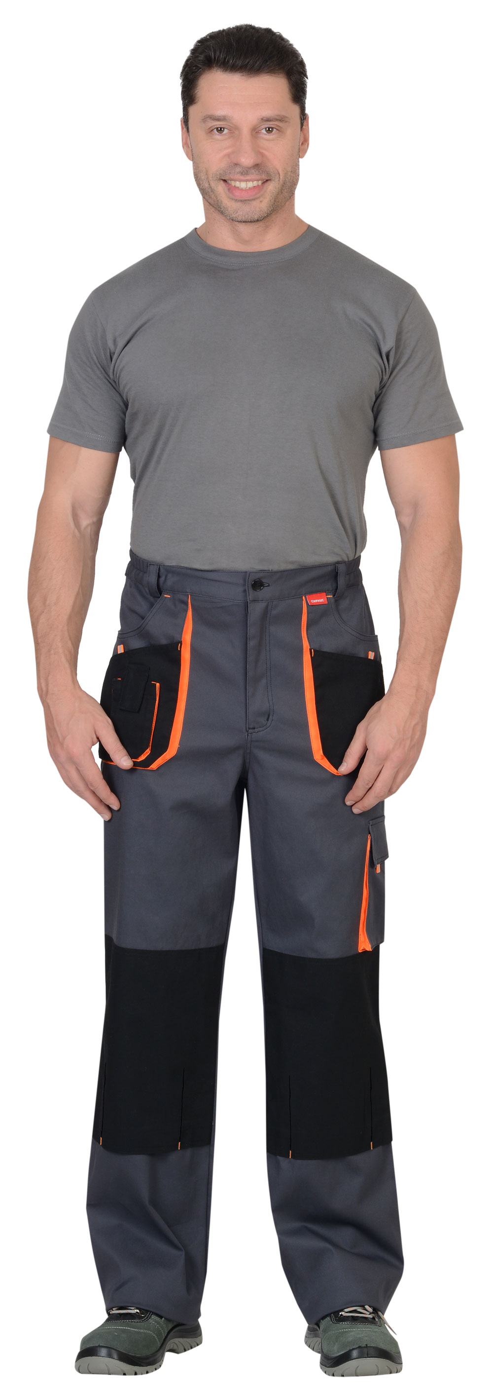 Брюки СИРИУС-МАНХЕТТЕН т.серый с оранж. и черным