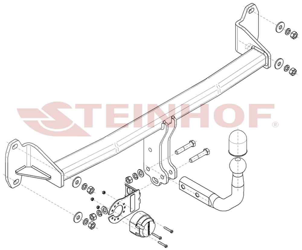Фаркоп Steinhof M-284 для Mini Cooper Countryman 2WD F60 2017-, Cooper Clubman 2WD F54 2015-(паспорт и сертификат в комплекте)(без электрики)