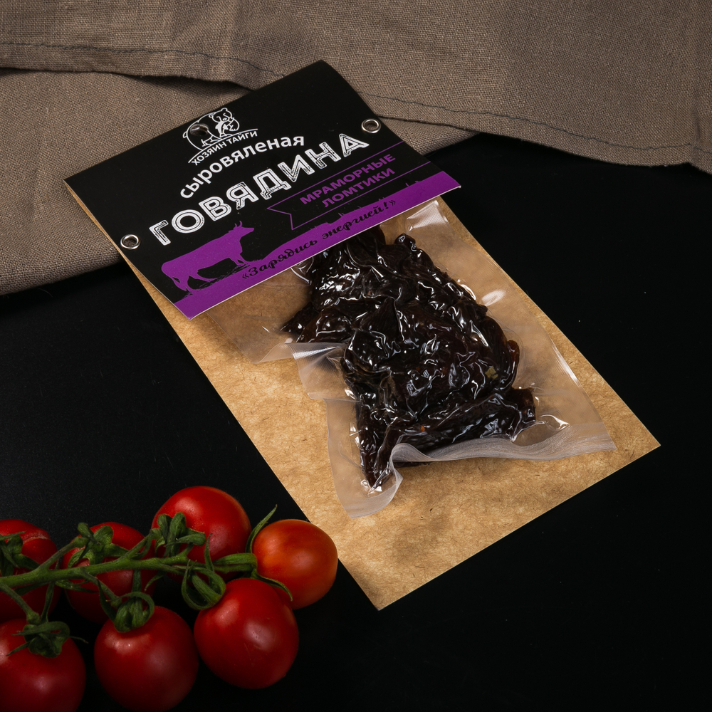 Говядина сыровяленая мраморные ломтики в/у