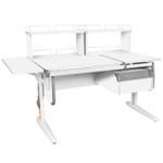 Растущая парта с навесной тумбой, задними и боковой полками Дэми СУТ 25-05-Б1Д2 (1500×880 мм)