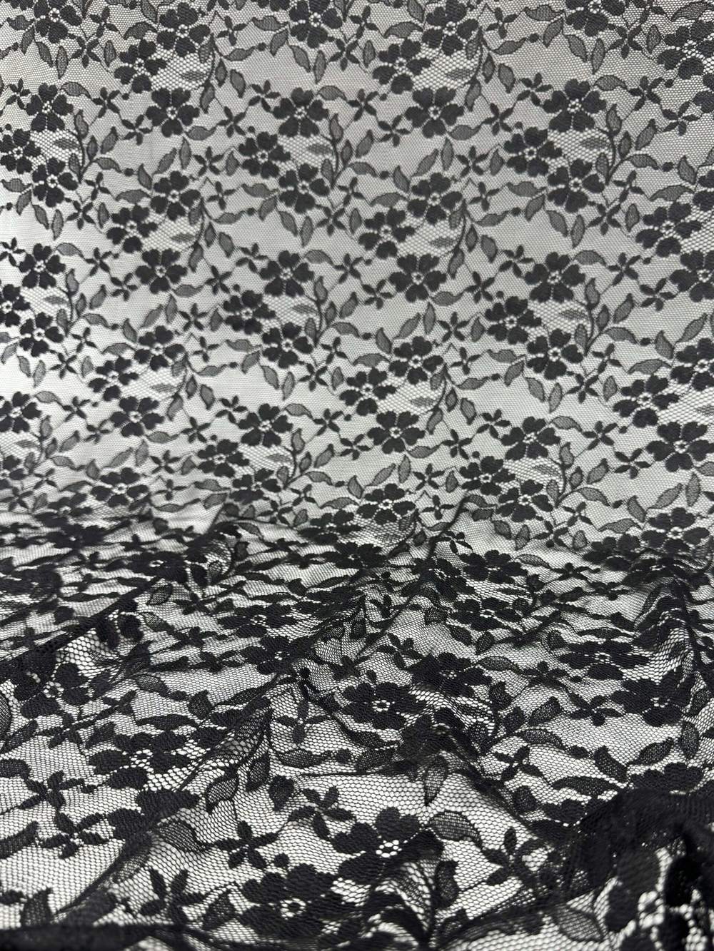 Гипюр эластичный черный ширина 150 см плотный ОТРЕЗЫ