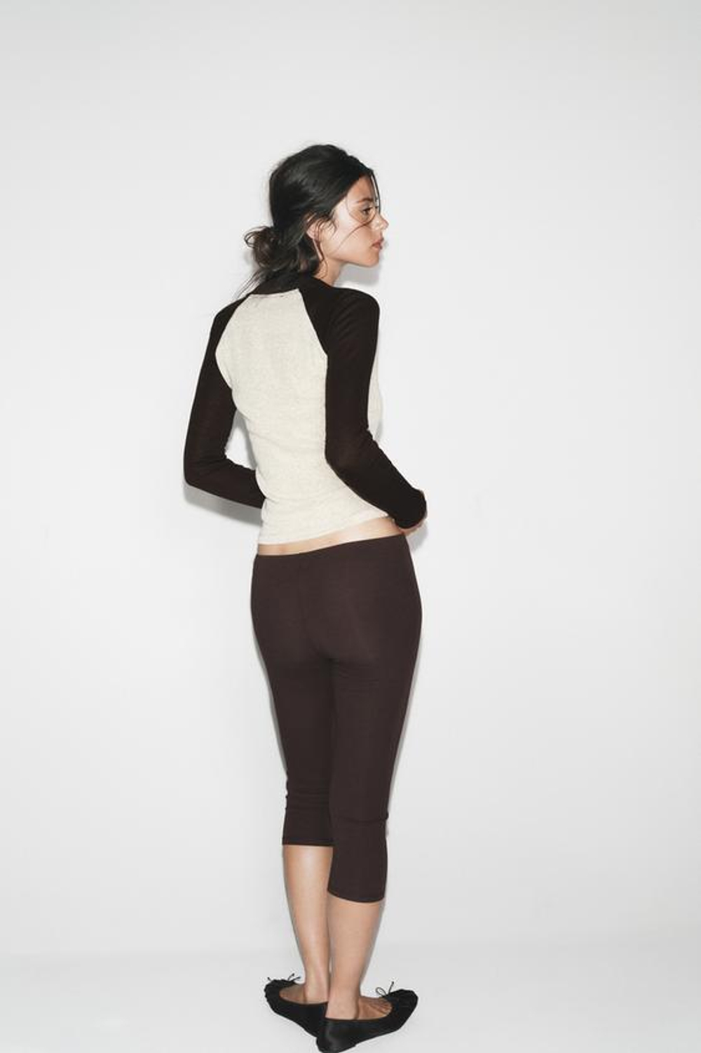 ZARA ХЛОПКОВЫЕ БРЮКИ КАПРИ, ШОКОЛАДНЫЙ