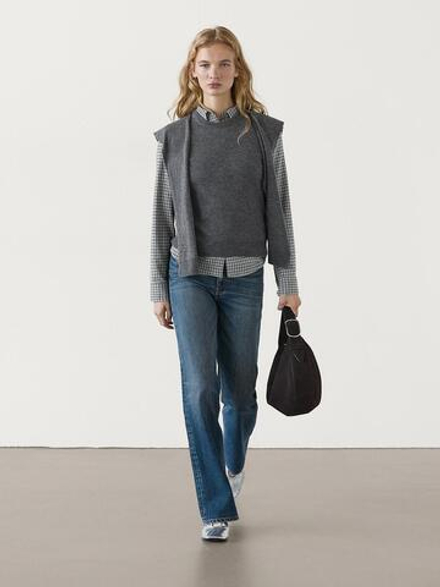 Massimo Dutti Жилет из смесовой шерсти, серый