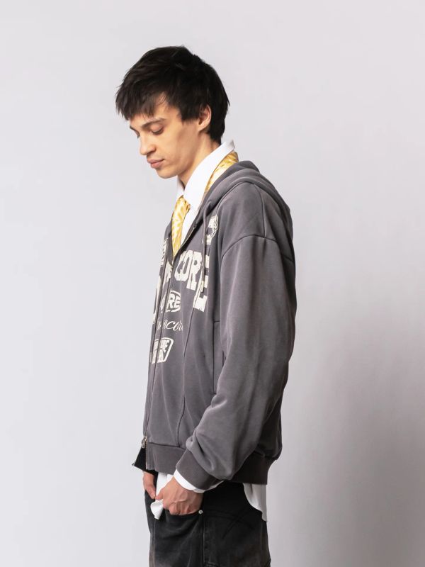 Худи Zip Crop Ovum etched grey - фото 8