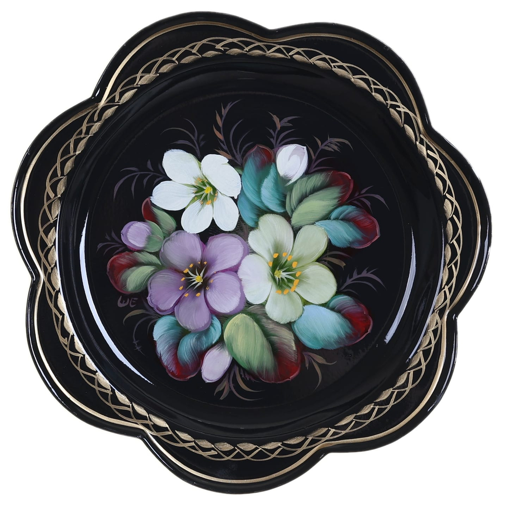 Жостовский поднос декоративный, размер 18 см (A1), металлический