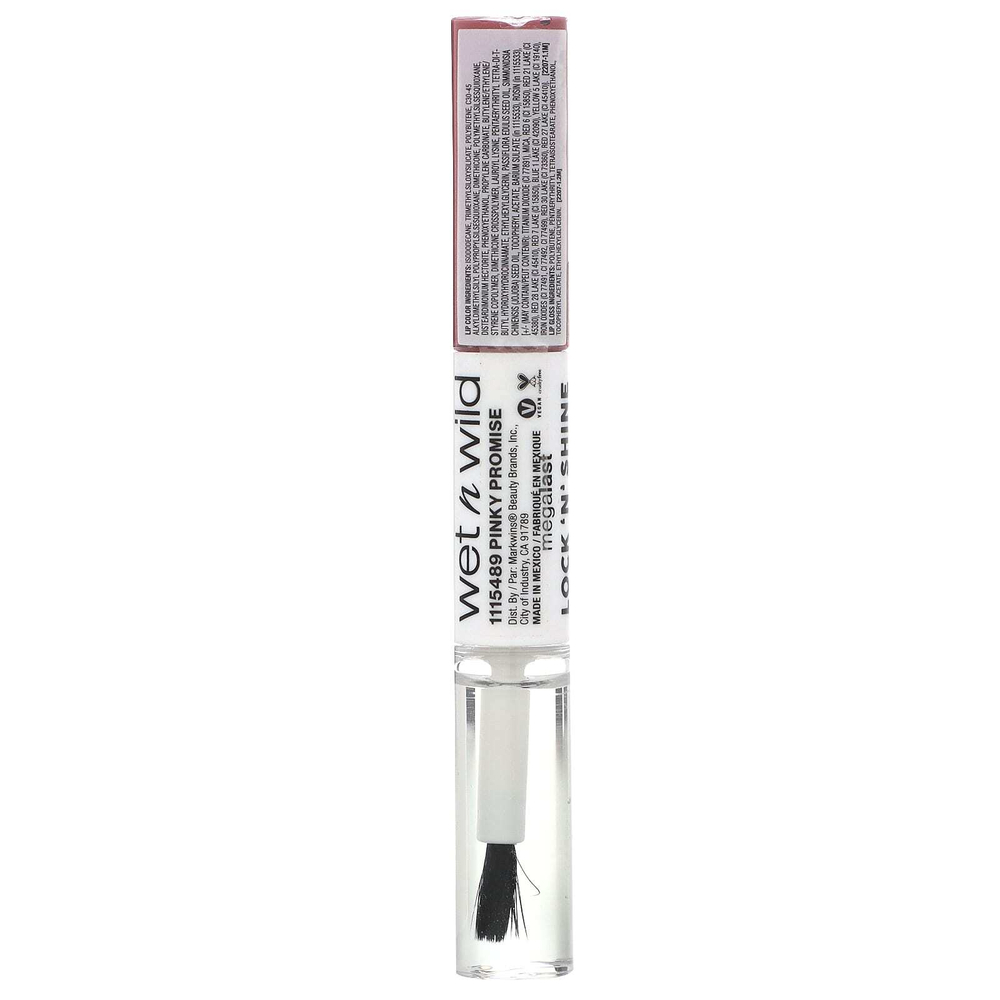wet n wild, MegaLast, Lock 'N' Shine, краска для губ и блеск, Pinky Promise, 8 мл (0,26 жидк. унц.)