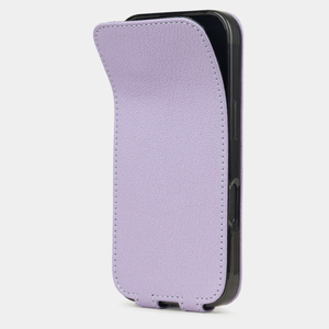 Чехол iPhone 16 Pro натуральная кожа козы, сиреневого цвета