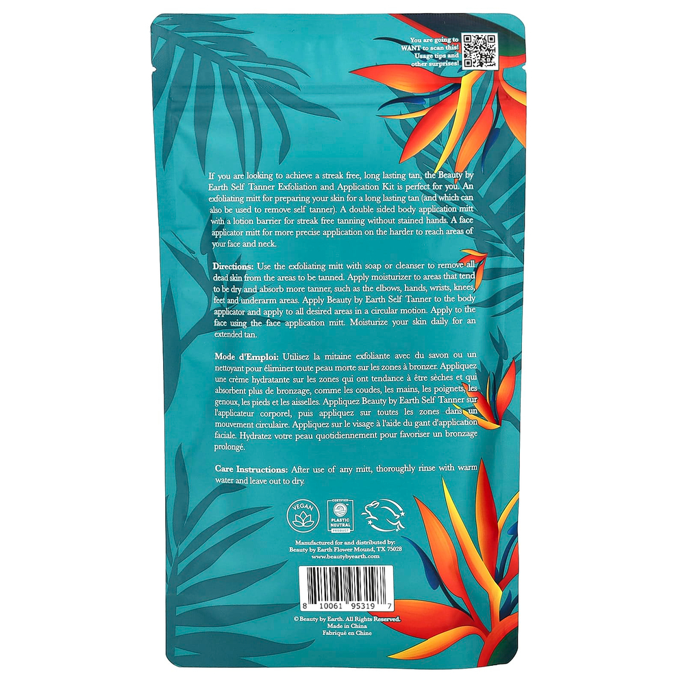 Beauty By Earth, набор для отшелушивания и нанесения автозагара, набор из 3 предметов