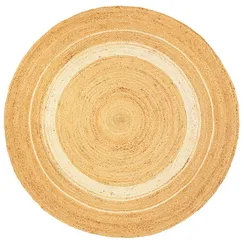 Ковер из джута круглый с вставками белого цвета из коллекции ethnic, 150см
