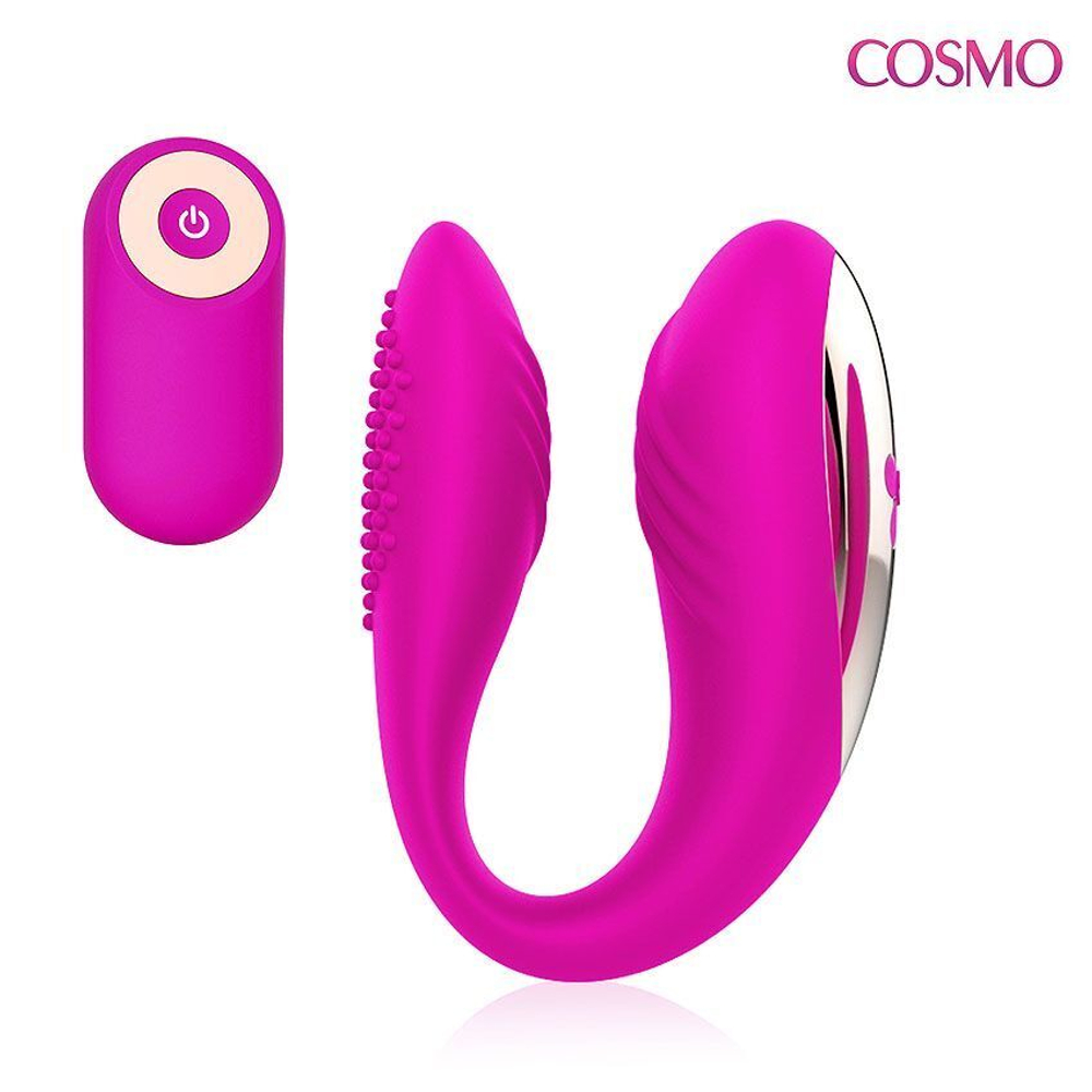 Розовый U-образный вибростимулятор с пультом ДУ (Цвет: розовый)