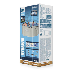 Стальной бассейн Bestway Hydrium Pool Set 360х120 см + песочный ф/насос 3028 л/ч, лестница, тент, подстилка (56574 BW)