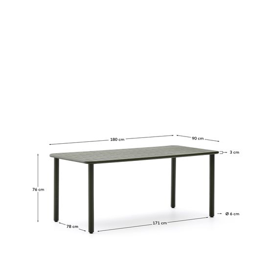 Уличный стол Brai из оцинкованной стали зелёного цвета 180 x 90 см Испания La Forma