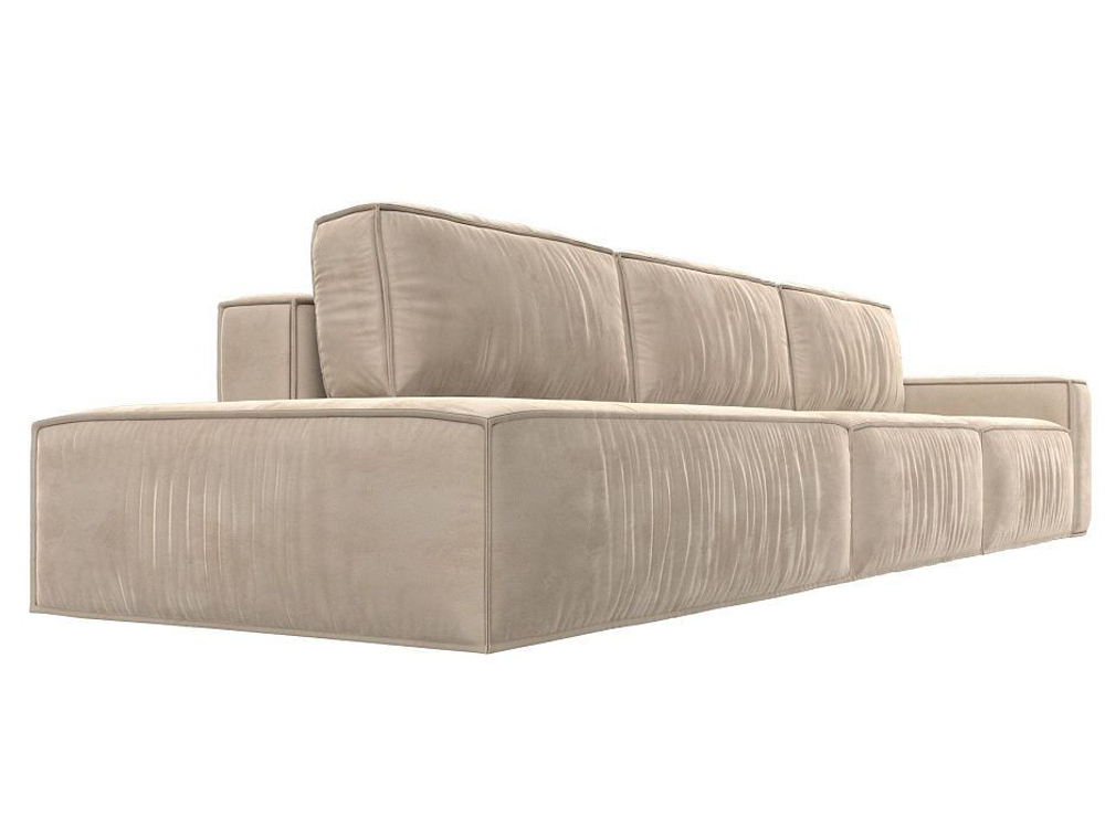Диван прямой Прага Модерн Лонг подлокотник справа, Бежевый, Велюр, 121739