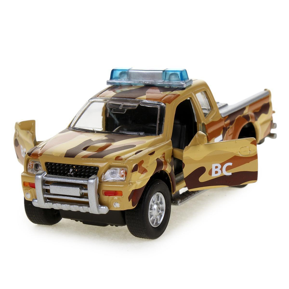 Модель ин. мет. свет-звук "Пикап военный" 13,3см, откр.дв., баг., коробка (Технопарк)