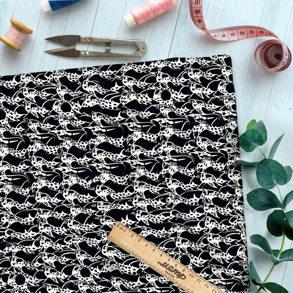 Ткань премиум Оксфорд 600D черно-белая мелодрама