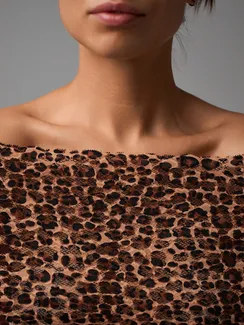 03-280 ОПТ Кружево эластичное 22 см, леопард, бежевый/черный