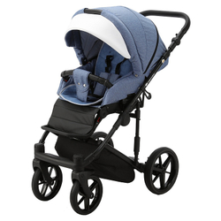 Детская коляска Adamex Amelia 2 в 1 AM239-TIP (ГОЛУБ.ДЖИНС.ТК.+БЕЛАЯ КОЖА)