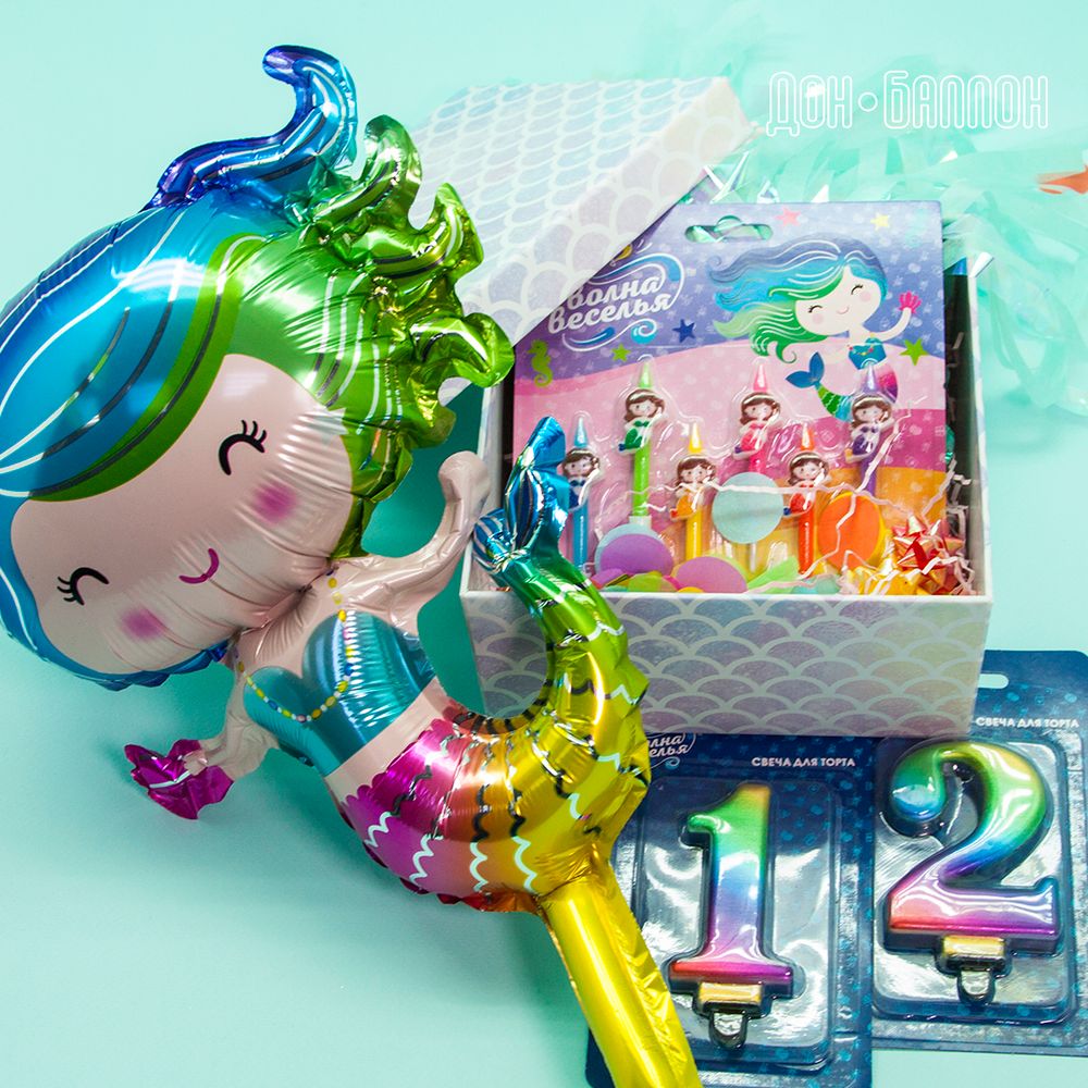 Шар с клапаном (14''/36 см) Мини-фигура, Русалочка, 1 шт.