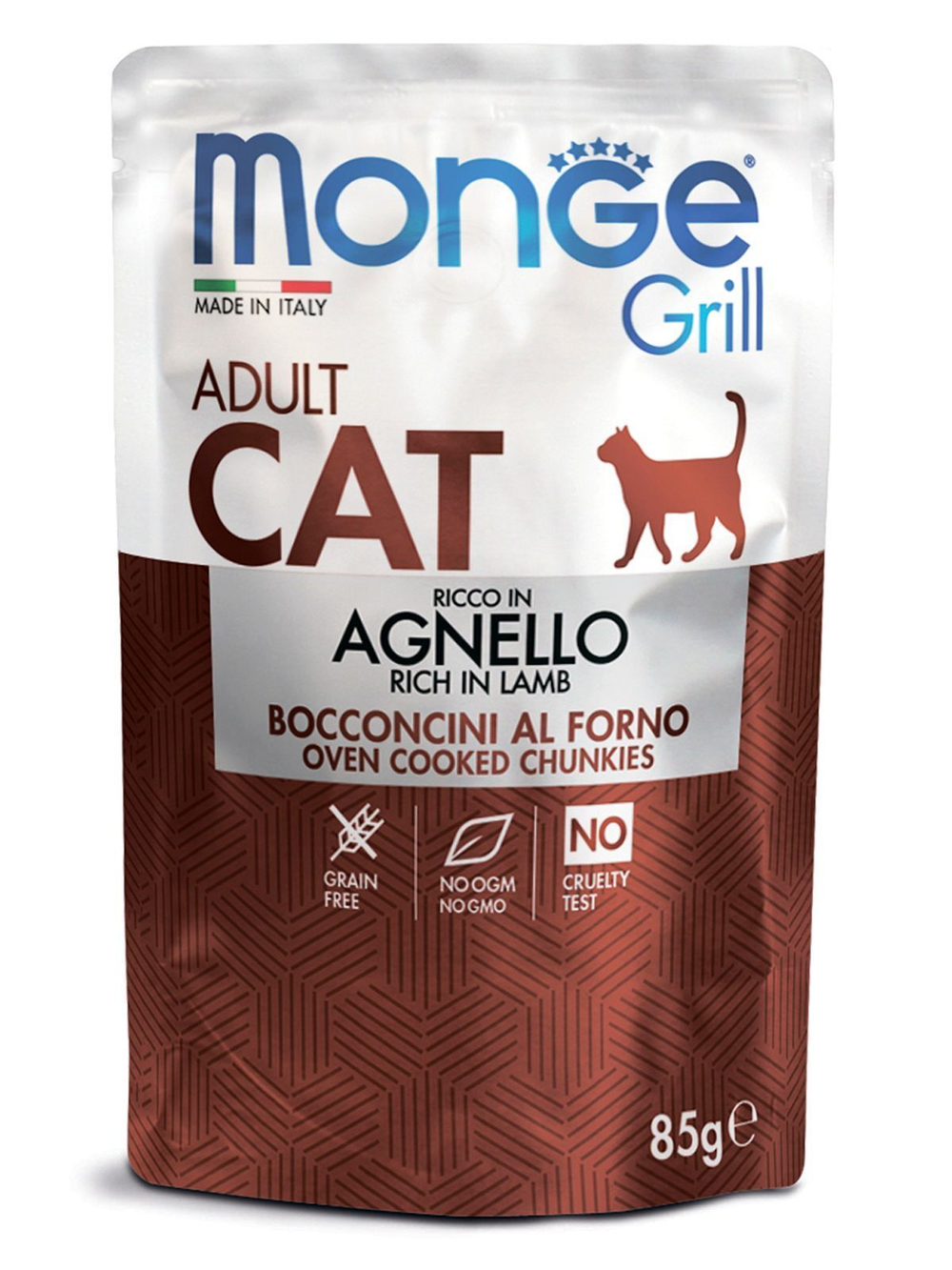 Корм для кошек Monge Cat Grill Pouch итальянский кролик пауч, 85г