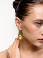 Моносерьга "Nevalyashka" green Silver