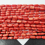 Коралл красный, бусины вытянутые, р-р 5-7×4-5мм, цена за нить 20 см