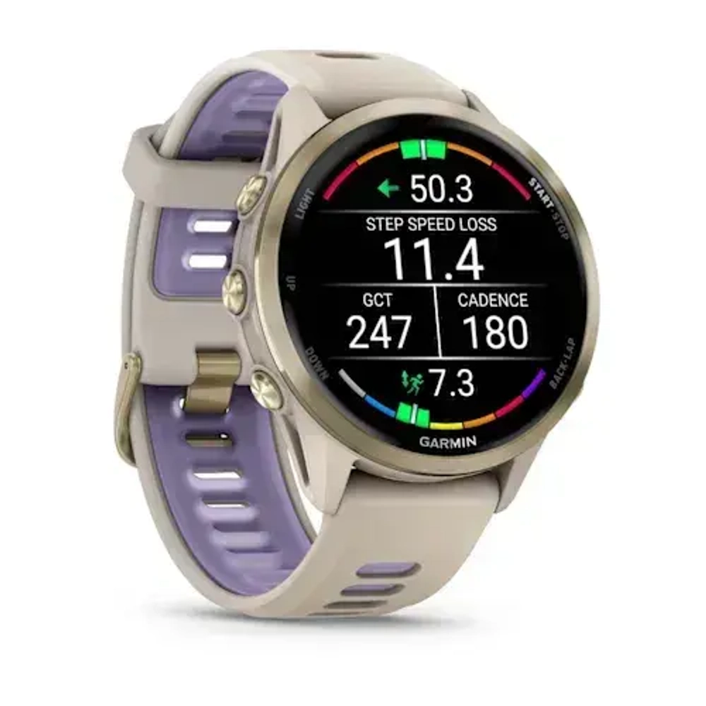 Умные часы Garmin Forerunner 970 Мягкий золотой титан с корпусом и ремешком цвета французский серый