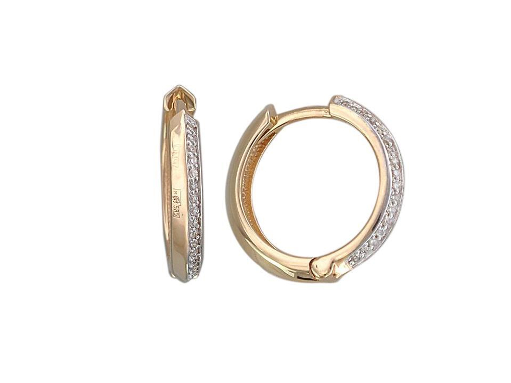 Серьги конго с фианитом из жёлтого золота 585 пробы JA-S-1С137411