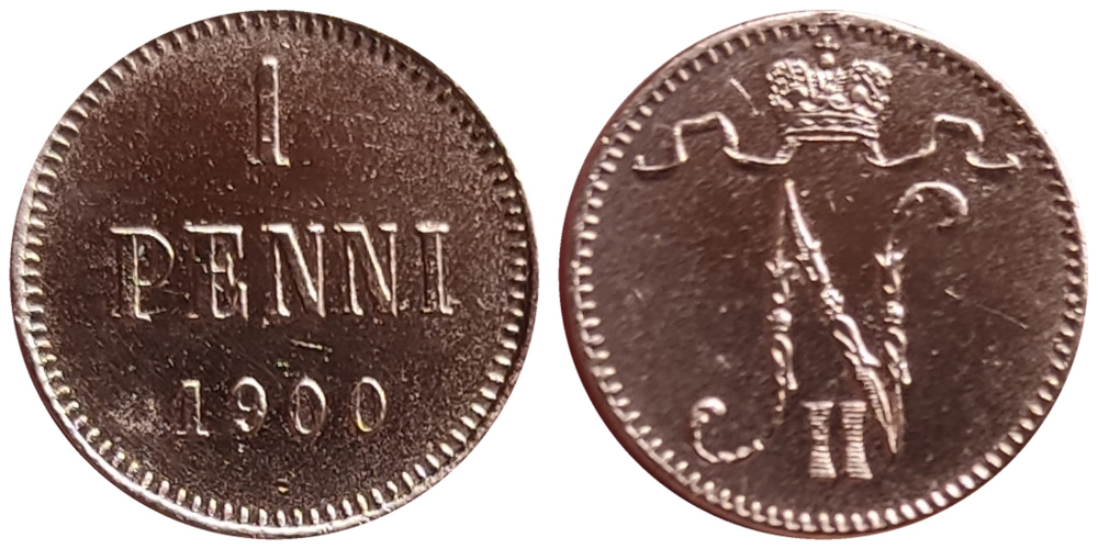 Финляндия 1 пенни, 1900 Император Николай II VF