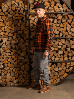 Рубашка - Сорочка Варгградъ мужская чёрно-оранжевая клетка