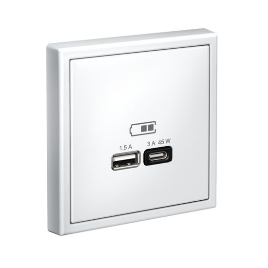 Розетка USB ArtGallery тип A+C 45Вт QC PD высокоскор. ЗУ механизм бел. SE GAL000129