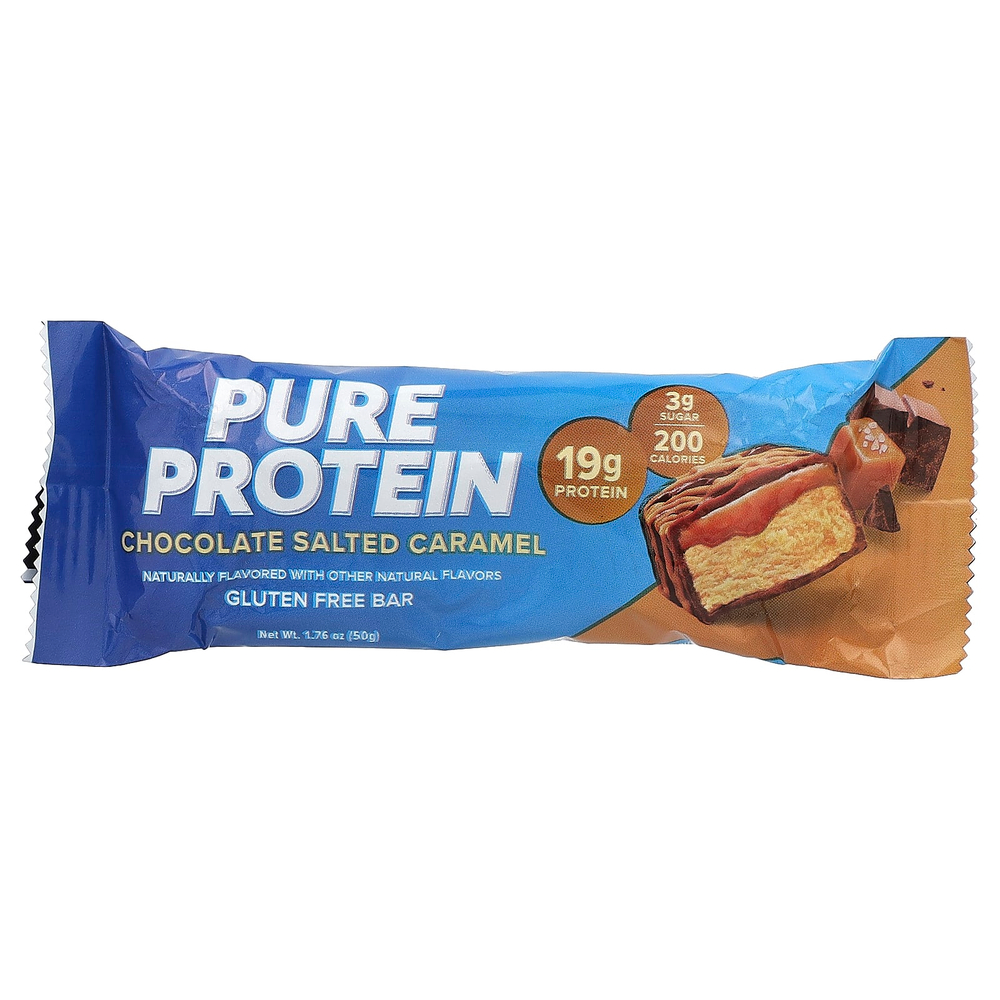 Pure Protein, батончик без глютена, шоколад с соленой карамелью, 12 батончиков по 50 г (1,76 унции)