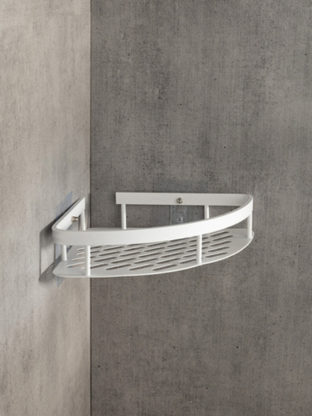 Полка навесная DeNASTIA Алюминий угловая 28x21x5, белый