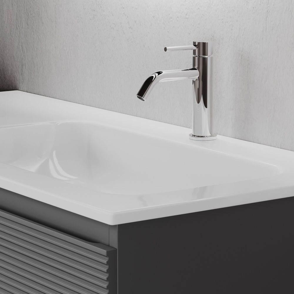 Тумба подвесная под раковину правая Sancos Folk, Grey soft 995х445х500