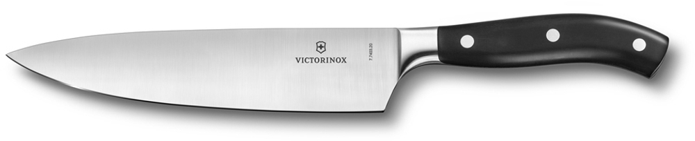 Фото нож шеф-повара VICTORINOX Grand Maître кованый лезвие из нержавеющей стали 20 см рукоять из полиоксиметилена чёрного цвета с гарантией
