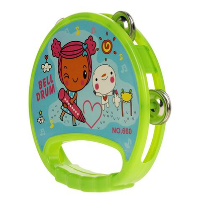 Бубен 16см, зеленый, пакет 660