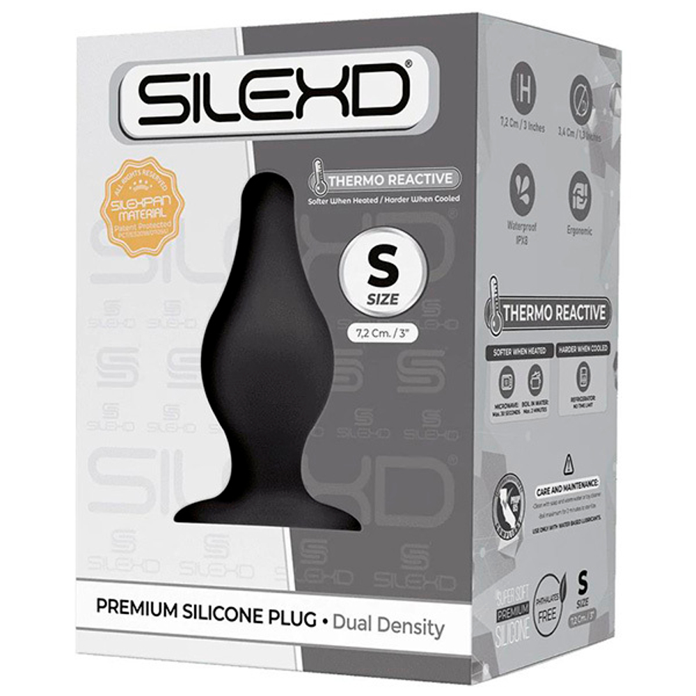 Черная анальная пробка 7,2см SilexD Premium Silicone Plug Size S Model 2